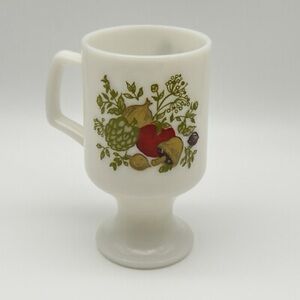 Vintage Corning Ware Spice of Life Milk Glass Pedestal Coffee Mug